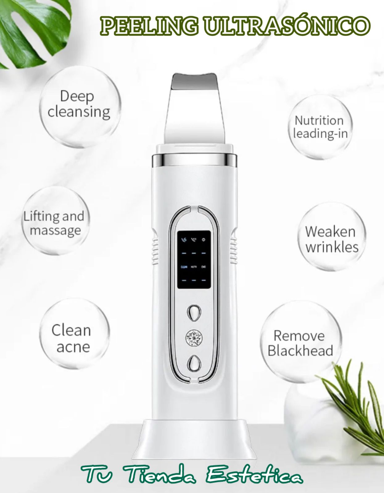 PEELING ULTRASONICO RECARGABLE CON BASE